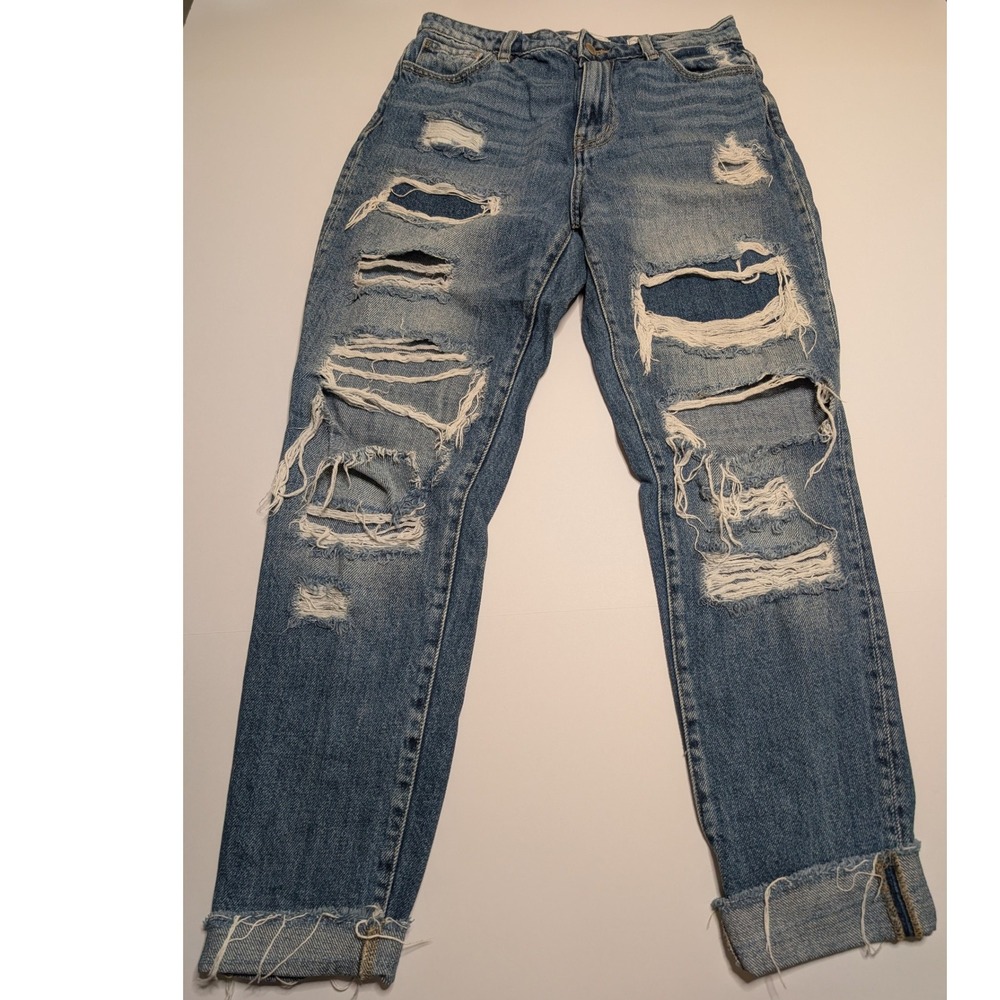 KanCan‎ Signature Ultra High Rise Taper Distressed Jeans VBK1671AT Blue Size 26